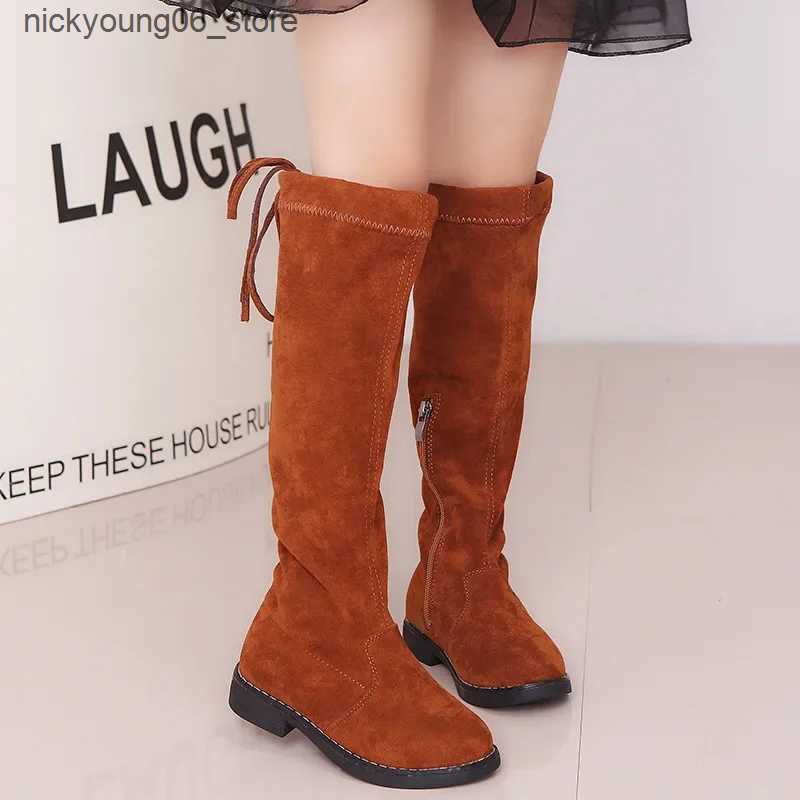 Boots JGSHOWKITO Winter Fashion Rubber Boots For Girls Over-the-knee Kids Boots Children Knee-high Warm Cotton Soft Back-tied 26-36 L240910
