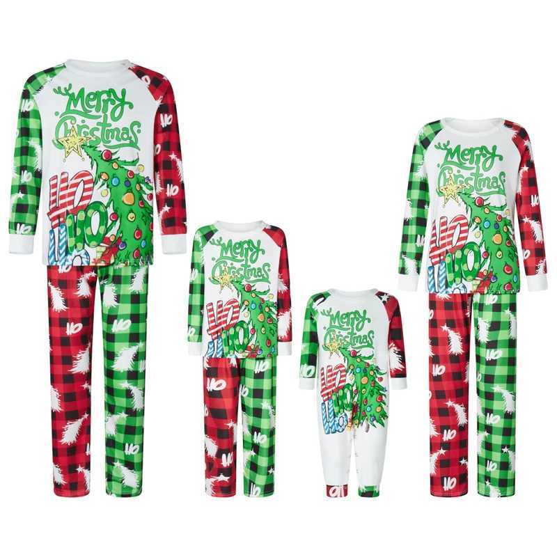 Family Christmas Matching Set Pajama Set Christmas Tree Printing Mom Dad Child Home Set Baby Hoodie Family Appearance W241008