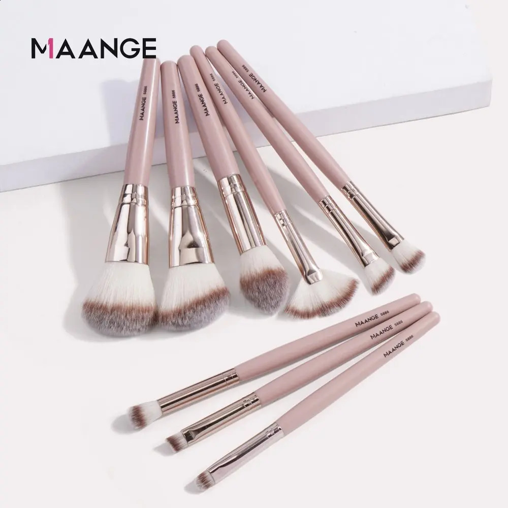 Maange 9Pcs Basic Makeup Brush Set Cosmetic Powder Highlighter eye shadow Blending Beauty Tool Density Soft Brush 241008