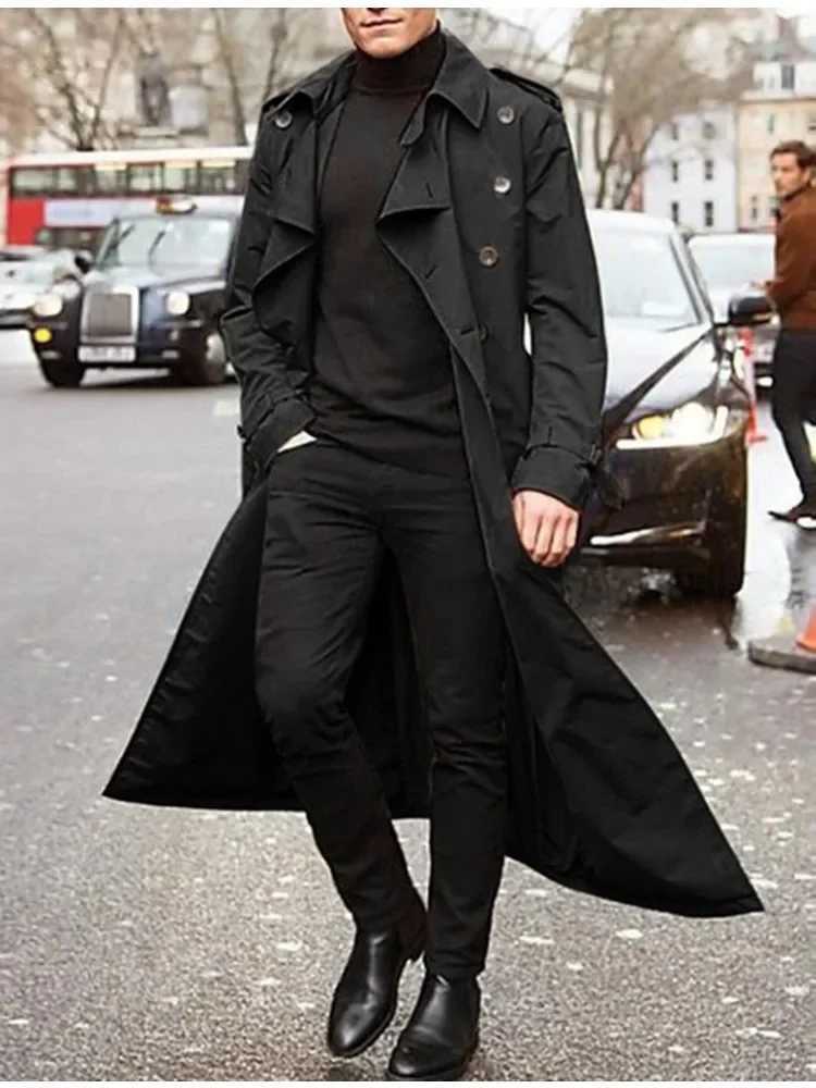 2024 Autumn/Winter Mens Medium length Windproof Jacket European and American Mens Long Outdoor Casual Windproof Jacket W241007