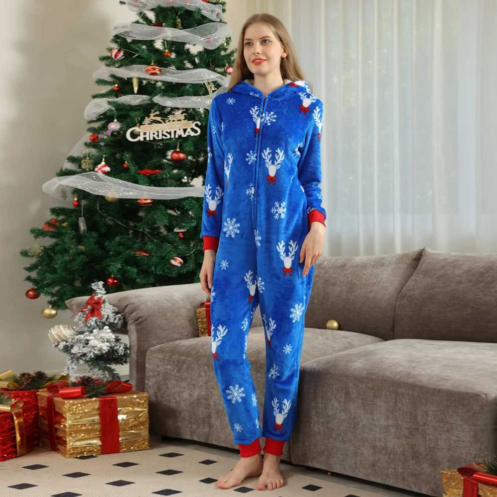 2023 Christmas Gift Deer Family Pajama Flannel Hoodie Mother Father Child Baby Matching Clothing Hoodie Family Appearance W241008