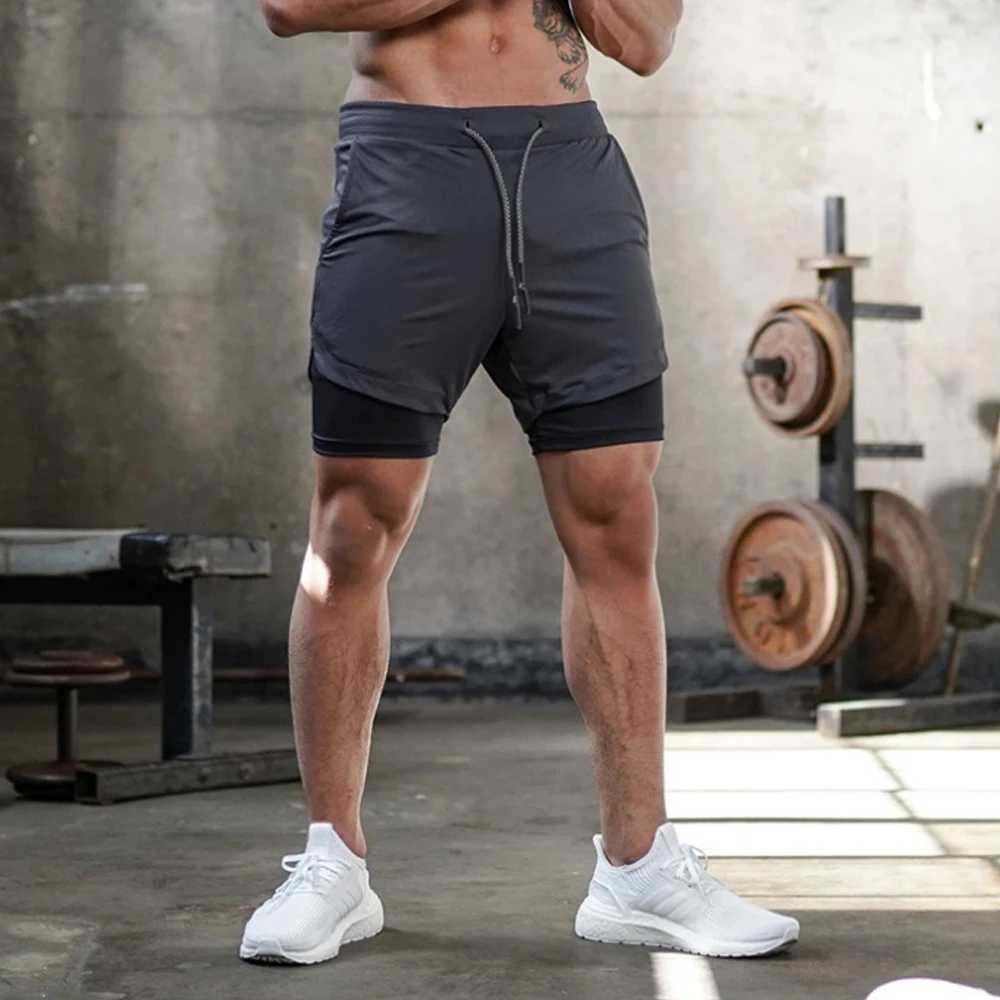 Mens Shorts 2 In Double-deck Quick Dry GYM Sport Shorts Fitness Jogging Workout Mens Sports Short Pants W250219