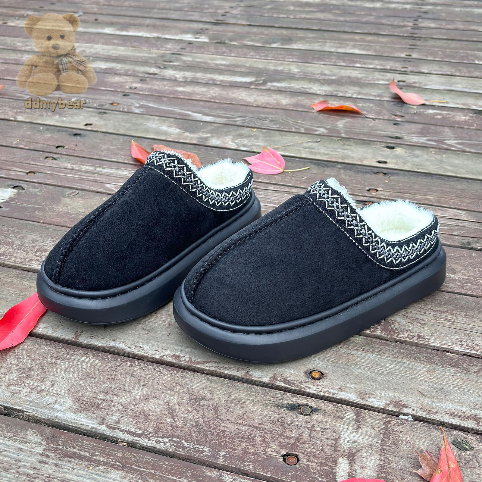 Ddmybear Winter Couple Thick Soled Fluffy With Ethnic Style, Warm And Anti Slip Cotton Slippers For Home Use Chinese Brand Shoes F1008-14