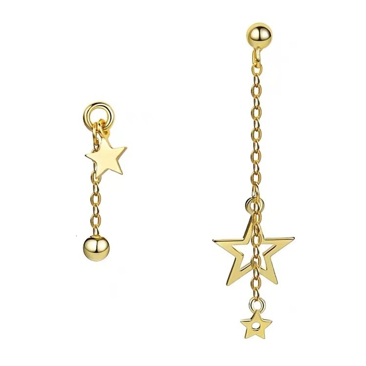 Pure sier needle female creative earrings, Korean internet celebrity style, star tassel
