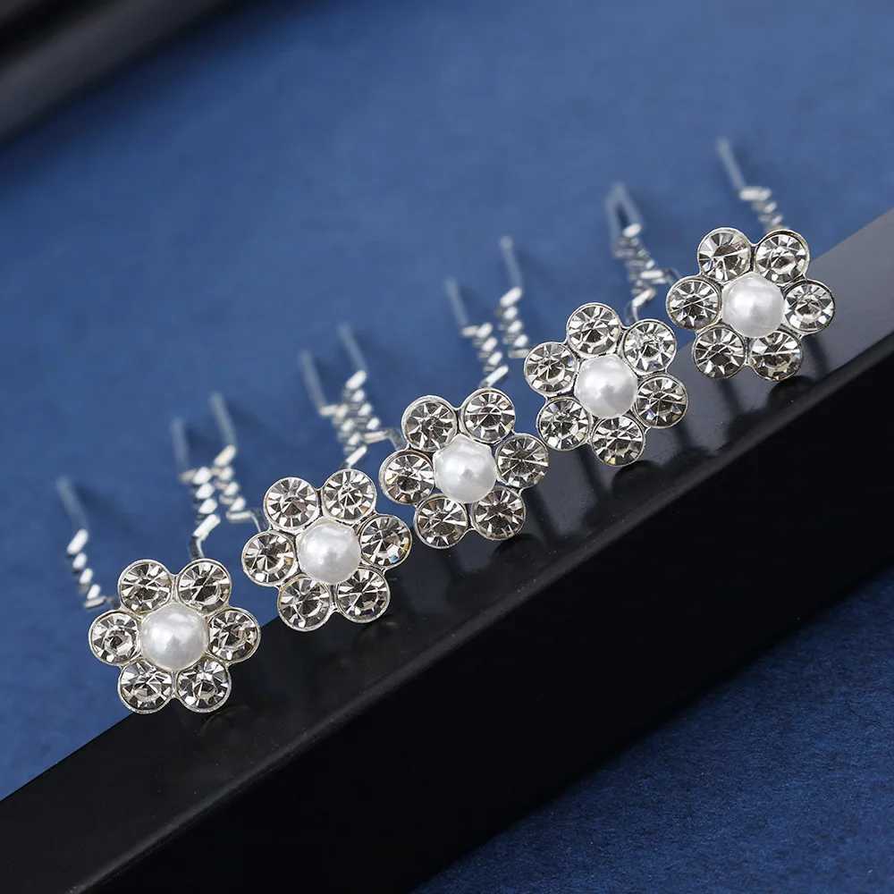 20 pieces/set bride pearl U-shaped hair comb fork elegant wedding crystal flower hair clip female hair clip jewelry accessories W241007