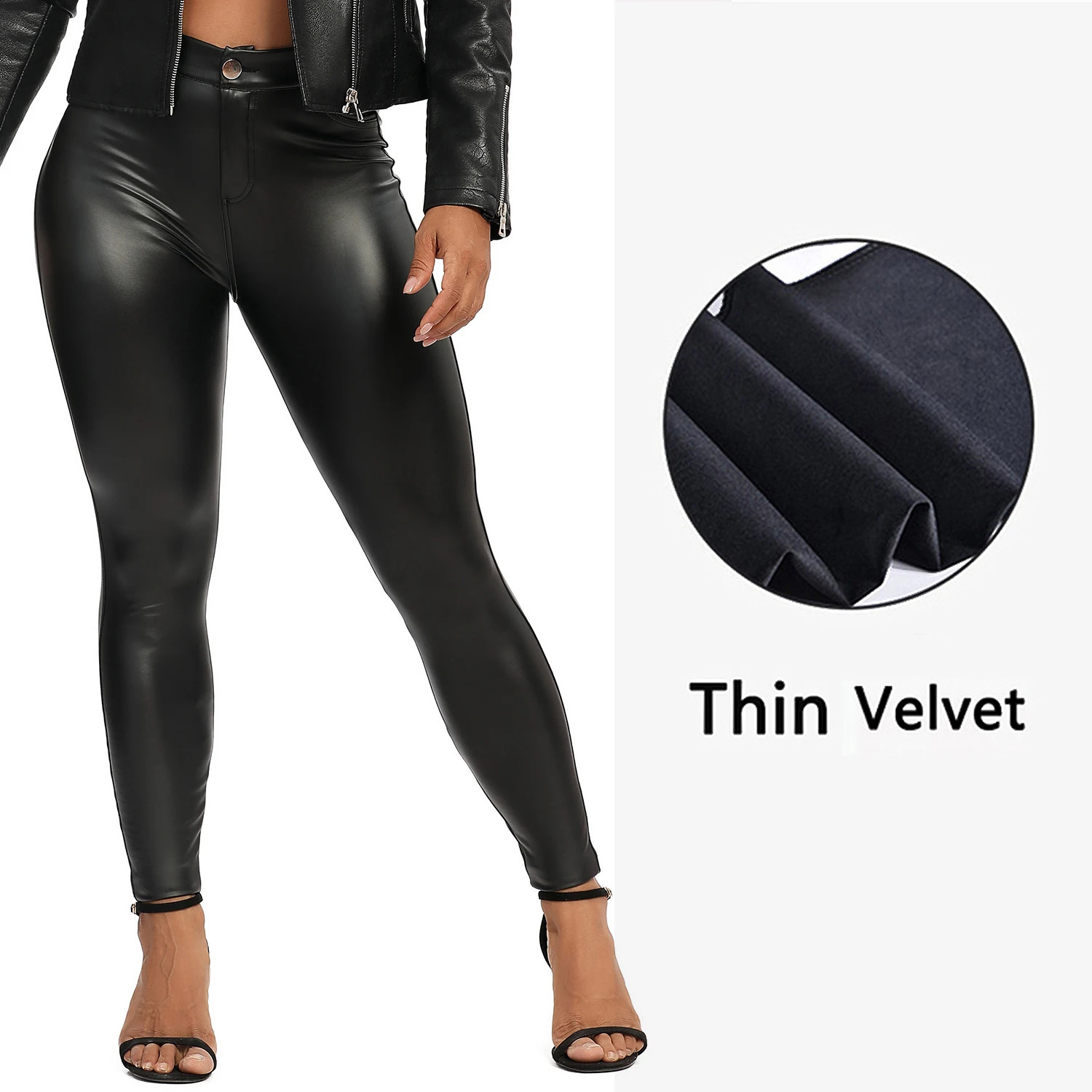 Winter Black Leather Leggings Women Skinny Push Up High Waist Legging Pockets PU Pants Thin Velvet Trousers Stretch Sexy Leggins 241008