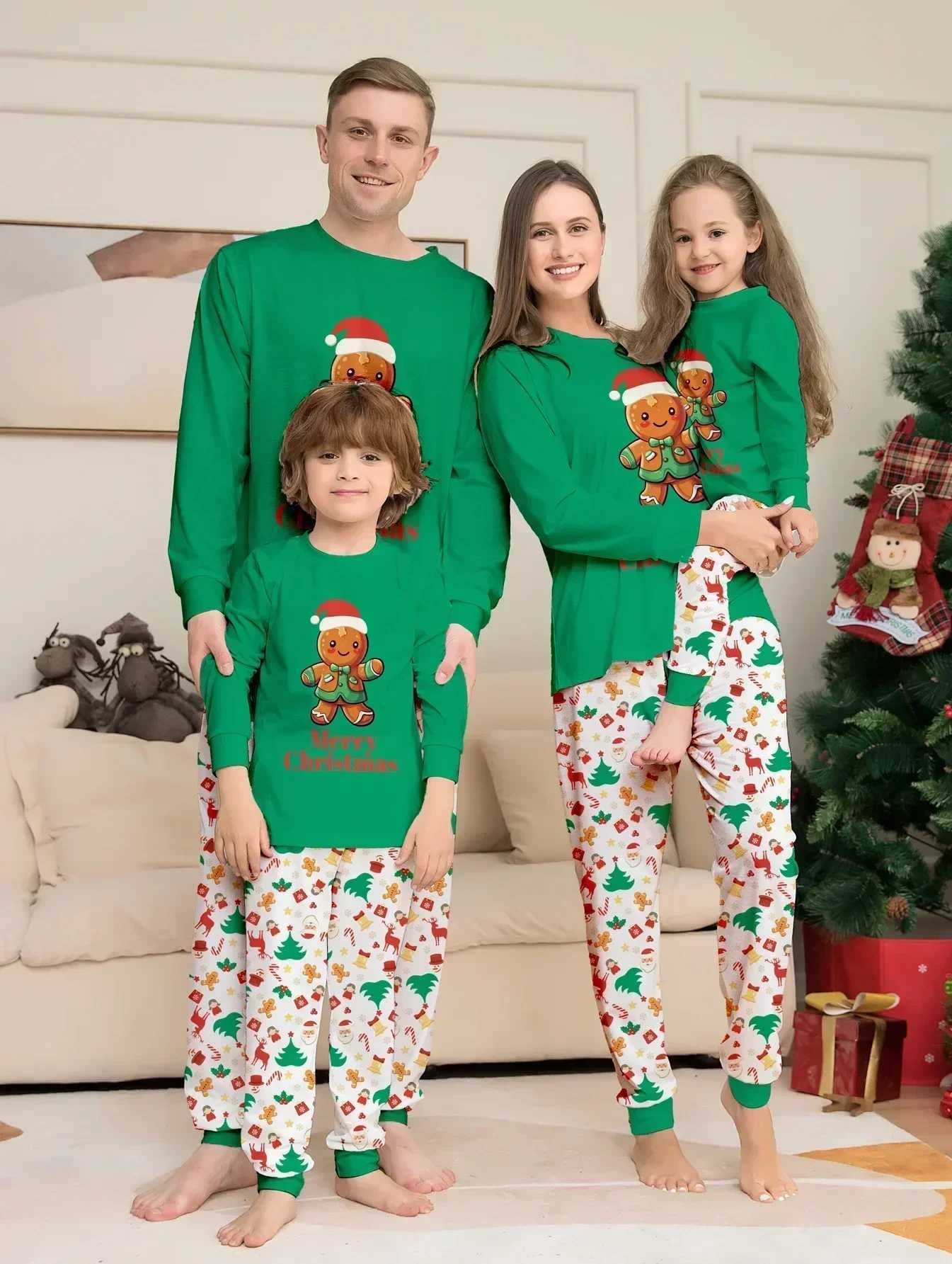 2024 New Christmas Pajama Set Cartoon Printing Home Soft Cute Adult Children Matching Clothing Baby Boys and Girls Clothing Family Appearance W241008