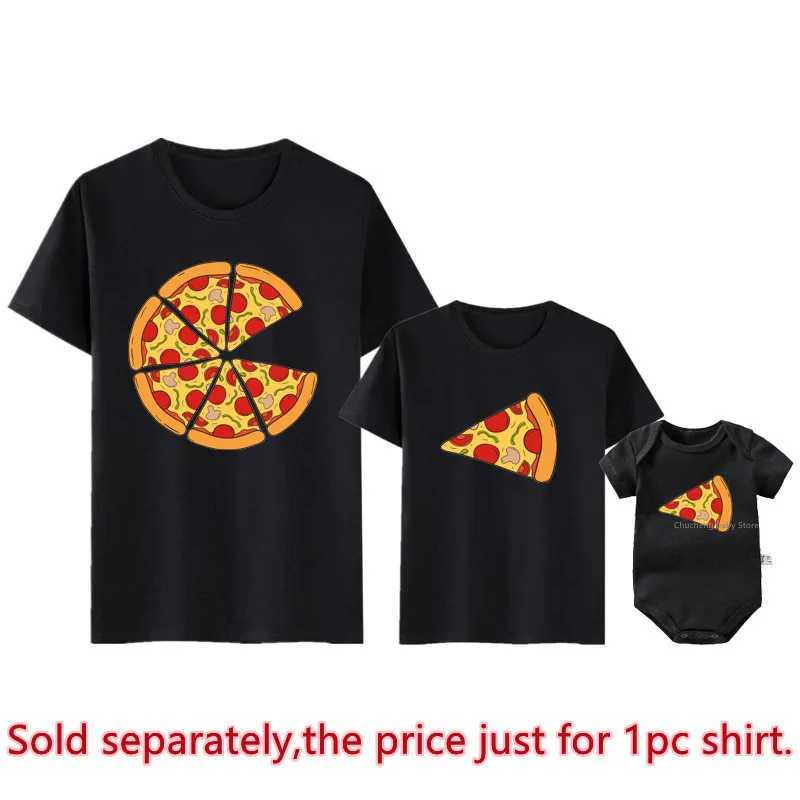 Funny Pizza and Pizza Slice Print Family Matching Shirts Cotton Dad and Daughter Son Kids Tshirts Baby Rompers Fathers Day GiftXJ241008