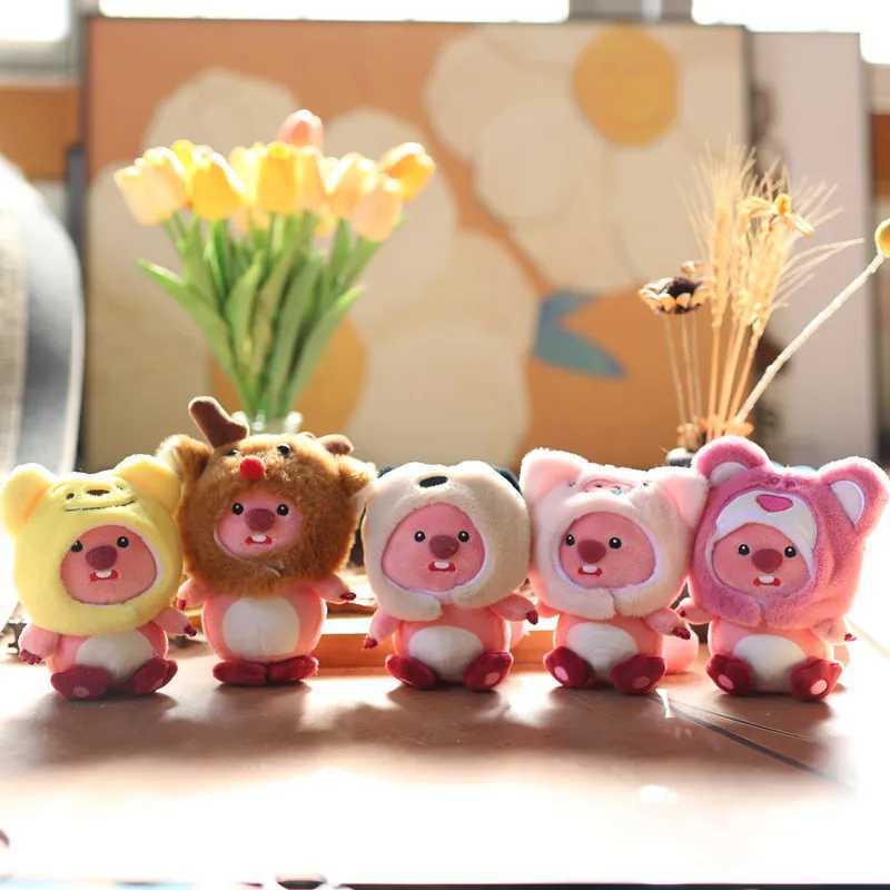15CM Cartoon Little Beaver Ruby Pendant Plush Toy Doll Bag Pendant Keychain Doll Shapeshifting Beaver Plush KeychainsX241008