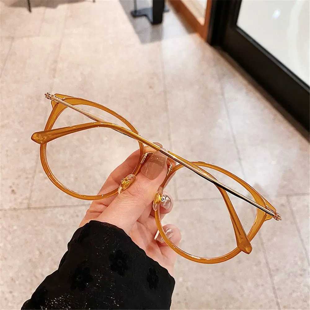 Vintage Anti-Blue Light Glasses Frame for Women Men Fashion Round Big Size Metal Optical Spectacle Eyeglass Computer GlassesX241008