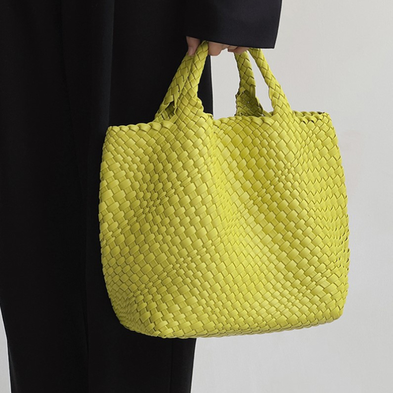 Fashion Versatile Solid Color Feminina Handbag Daily Large Capacity Shopping High Quality Casual Woven Tote Bag