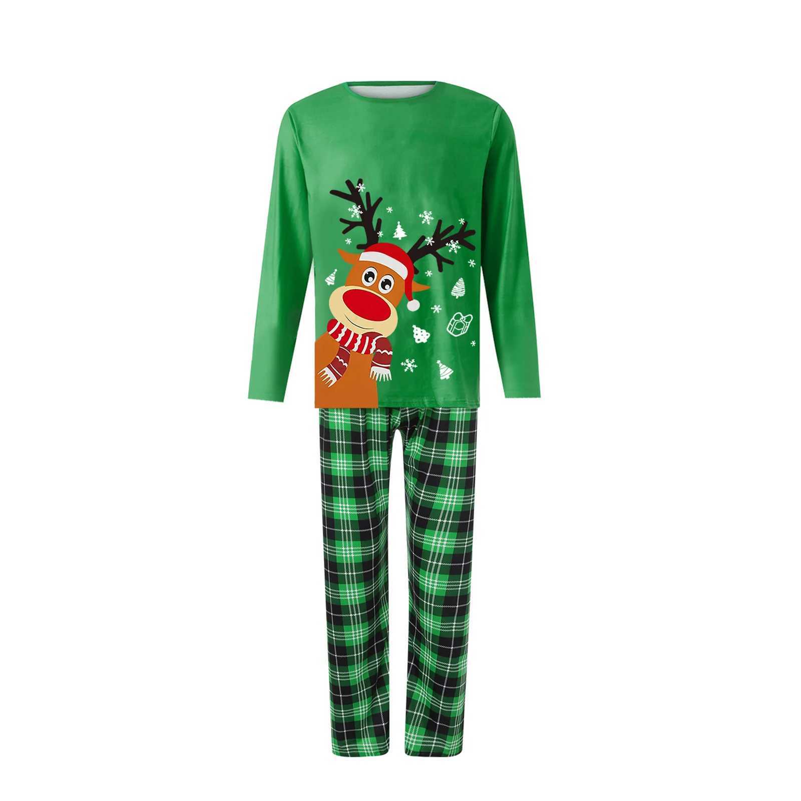 Christmas Family Matching Set Patch Work Deer Print Pajama Set Mom Dad Child Pajama Baby Hoodie Christmas Appearance Pajama W241008