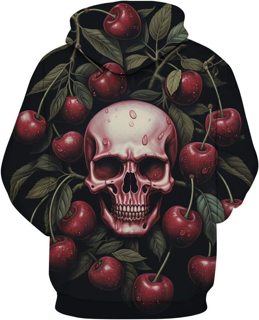 Hoodie for Mens Womens Fruit Pattern Printed Hoodies For Men Skeleton Rocker Long Sleeve Pullover Hoodie Graphic Hoodies sweatshirt Pullover Long Slee