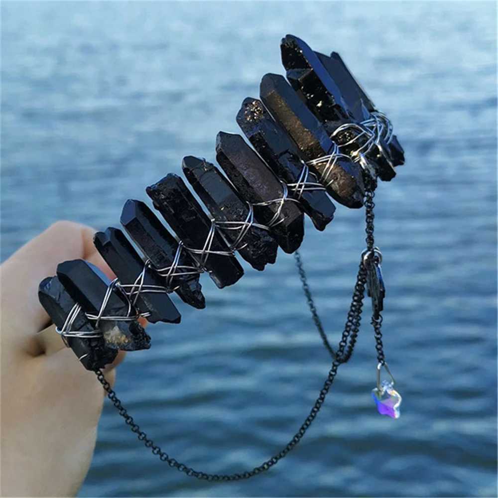 Handmade Gothic Black Crystal Bat Moon Headband Womens Crown Witchcraft Headpiece Ball Hair Accessories Noble Creative Jewelry Gifts W241007
