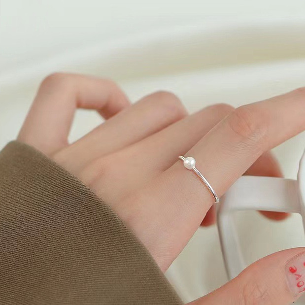 pearl niche, light luxury, high-end, tail female index finger open ring, plain ring