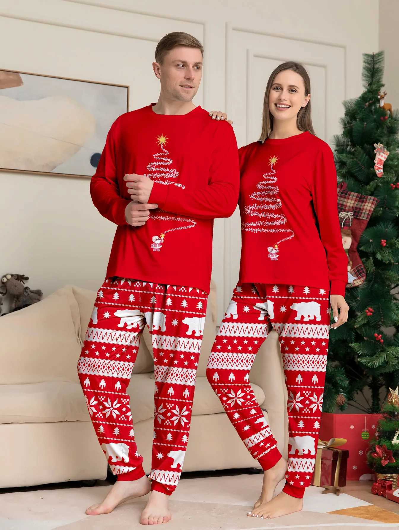 2024 Christmas Pajamas Baby Mom Child Daughter Mom Family Set Christmas Pajamas Long Sleeve Pajama Matching Set W241008