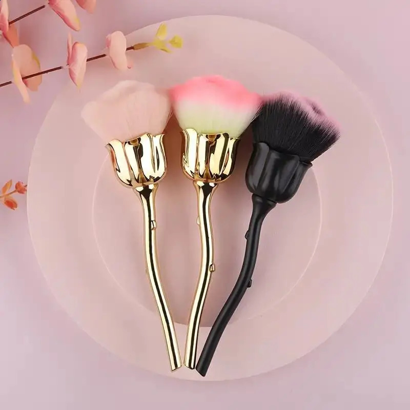 1 piece of Black Rose Shaving Loose Powder Makeup Brush for Womens Beauty Tools Nail Art Dust Removal Brush Basic Beauty Makeup Tools 241008