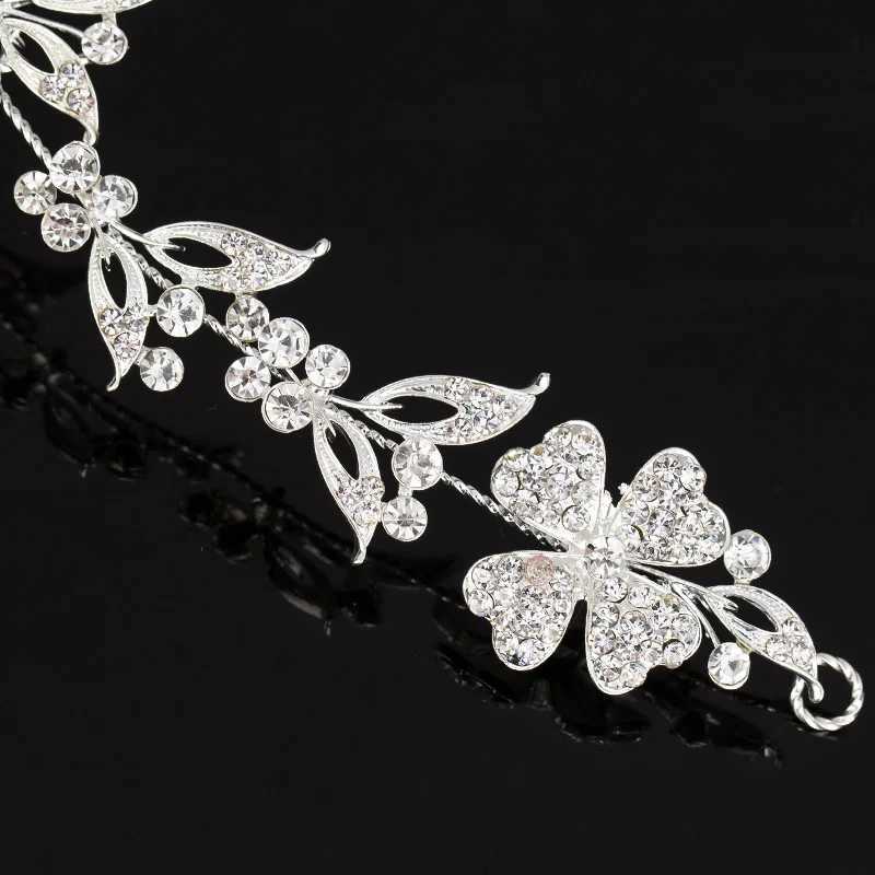 Bridal Wedding Tiaras Silver Plated Flexible Crystal Water Diamond Flower Vine Female Wedding Accessories W241007