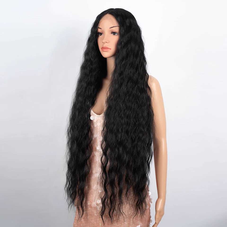 Synthetic Lace Front Wigs For Black Women 40 Inch Long Curly Lace Wigs Ombre Blonde Highlight White Cosplay WigXJ241008