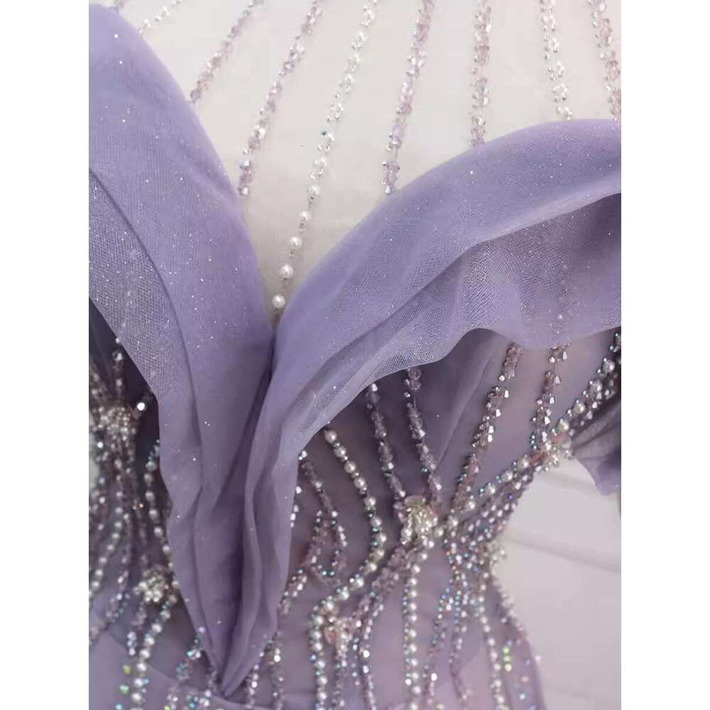 Real Picture Women Formal Evening Dresses 2024 High Neck Crystal Pearl A e Long Prom Party Dress Ocn Gown Vestido