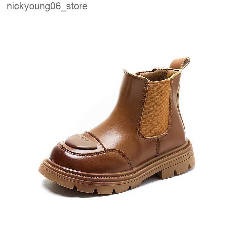 Boots Autumn/Winter 2024 Personalized Caramel Fashion Cotton Warm Mid-calf Kids Boots for Boys and Girls L240910