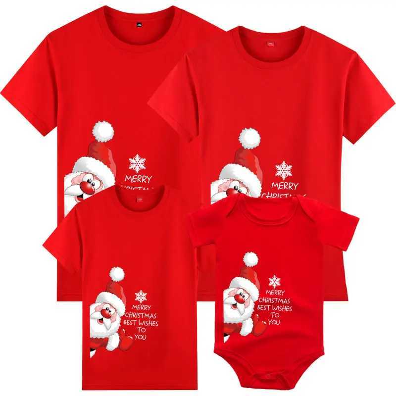 Christmas Clothes Family Matching Outfits Christmas Family Outfit Deer Santa Mother Kids Christmas T-shirt Mommy Daddy Baby Romper W241008