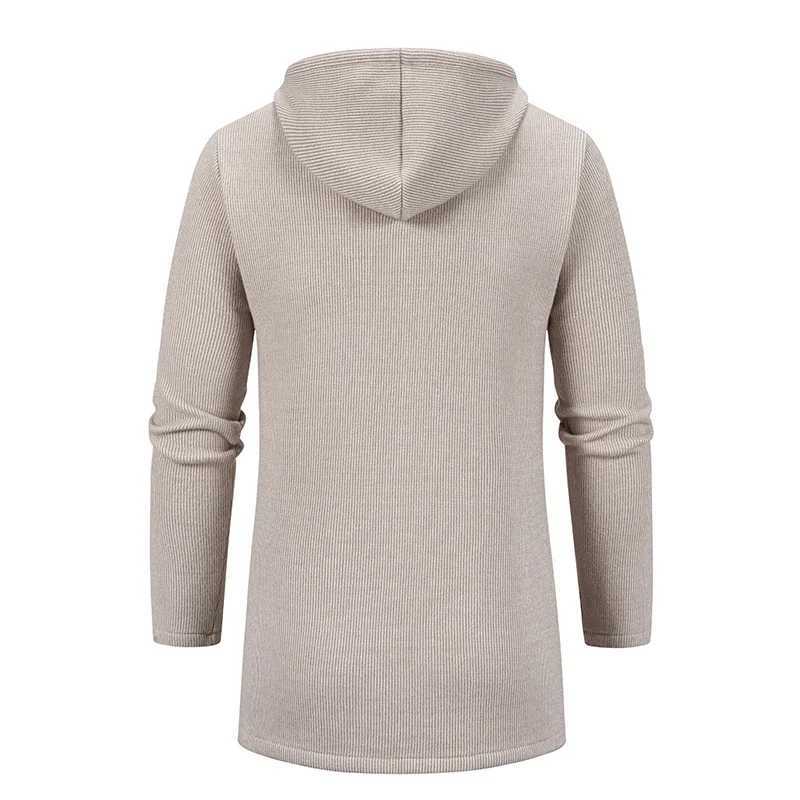Autumn and winter mens hooded jacket brand new solid color warm and thick casual windproof jacket fashionable mens cardigan W241007
