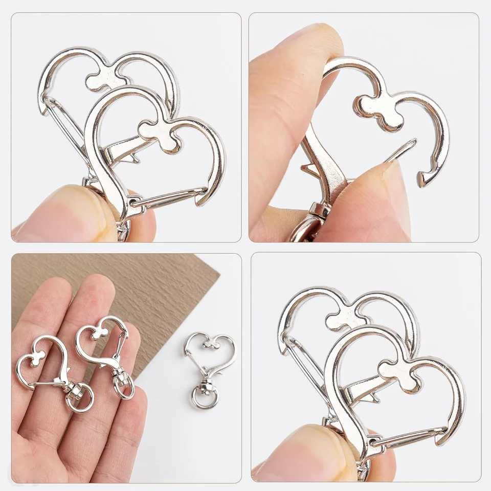 20PCS Keychain Clip Metal Spring Snap for DIY Keychain Hanging Buckle and Bag Accessories Creative Key Ring Heart Shape DesigX241008