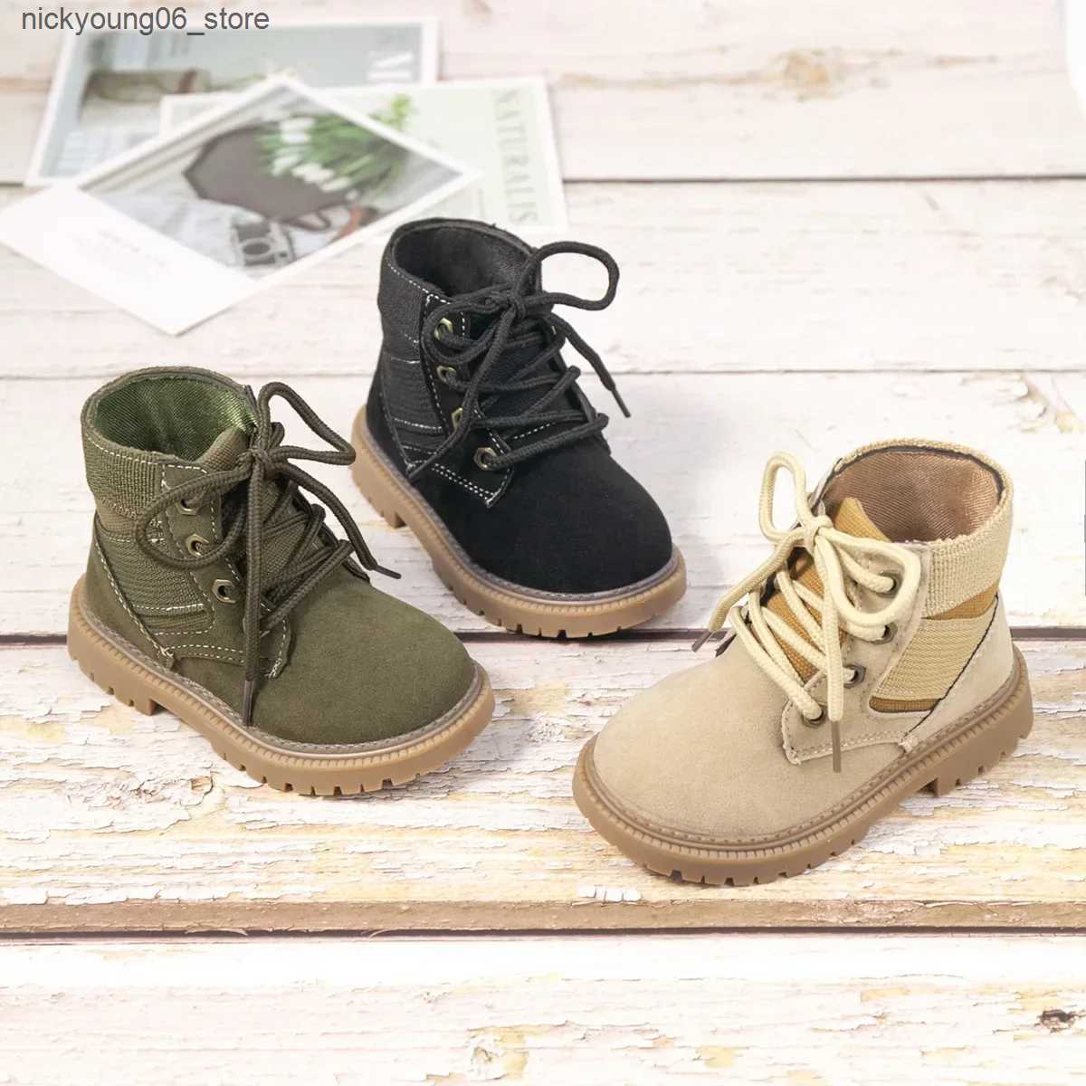 Boots Botas Autumn Spring Casual Sneakers Boots Baby Kids Short Boot Boys Shoes Child Side Zipper Solid Color Boot Toddler Desert Shoe L240910