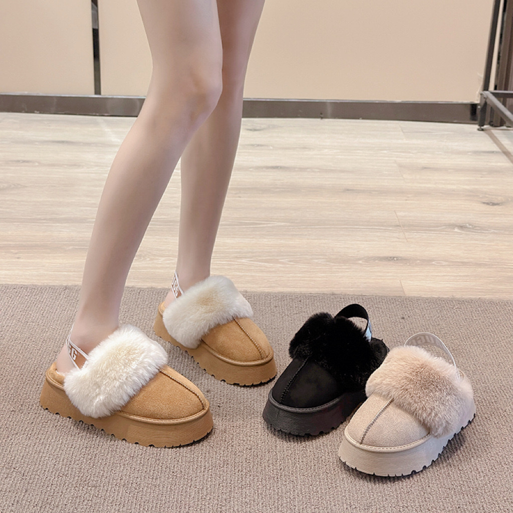Slippers Winter Women Fur Warm Boots Platform Flip ps New Short Plush Flats Home Cotton Shoes Suede Mules Ladies BootsL483
