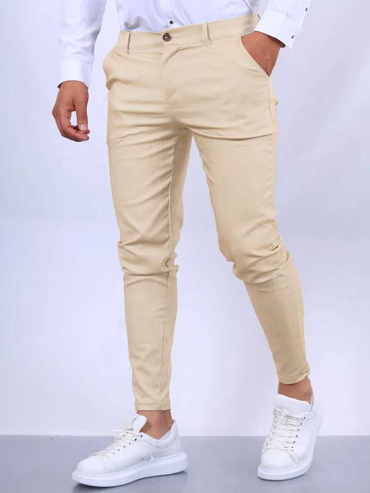 Solid Color Fashion Mens Pants Europe and the United States England Wind Calf Pants Four Seasons Comfortable Casual Formal PantX241008