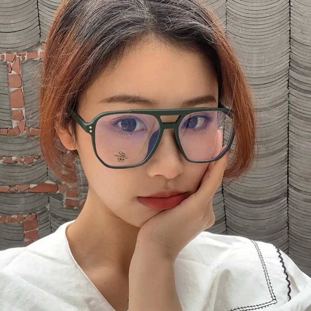 SO EI Fashion Square Double Bridges TR90 Women Glasses Frame Clear Anti-Blu-Ray Eyewear Retro Men Optical Frame Computer GogglesX241008