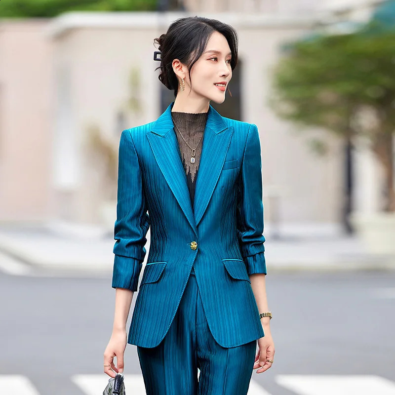 Fashion Spring and Autumn Womens Pants Set Womens Pants Womens Work Clothes Jacket and Trouser Form 2-piece Set 240927