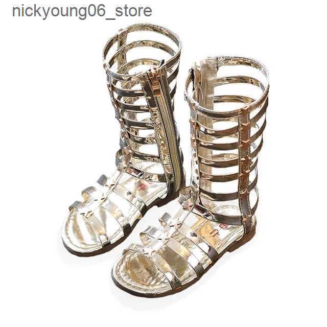 Boots Kids Sandals Summer Fashion Star Sandals High Boots Girls Princess Shoes Flat Heels Children Party Shoes L240910