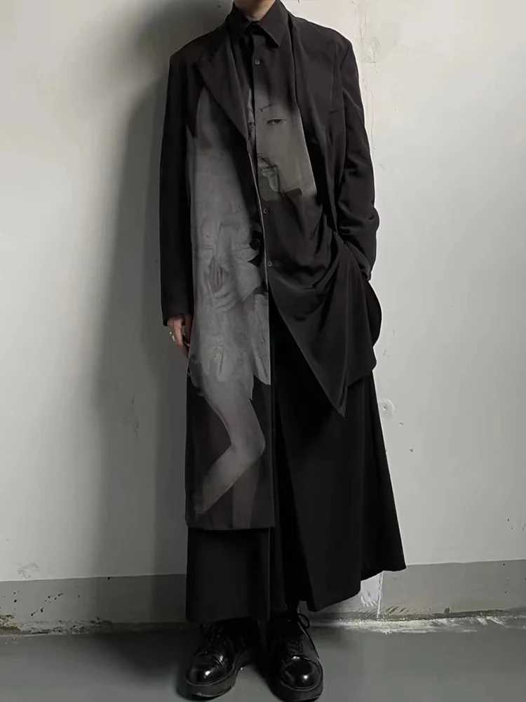 Mamelicce mens jacket long mens jacket unisex retro gothic jacket mens jacket W241007