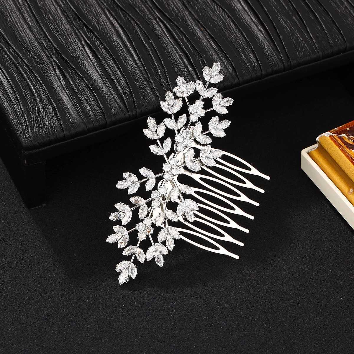 Wedding hair clip paired with zircon bridal side comb suitable for women and girls W241007