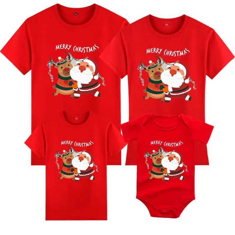 New Year Girl Boy Mom Dad T-shirt Womens Childrens T-shirt Baby Pants Christmas Family Matching T-shirt Mother Daughter Clothing W241008
