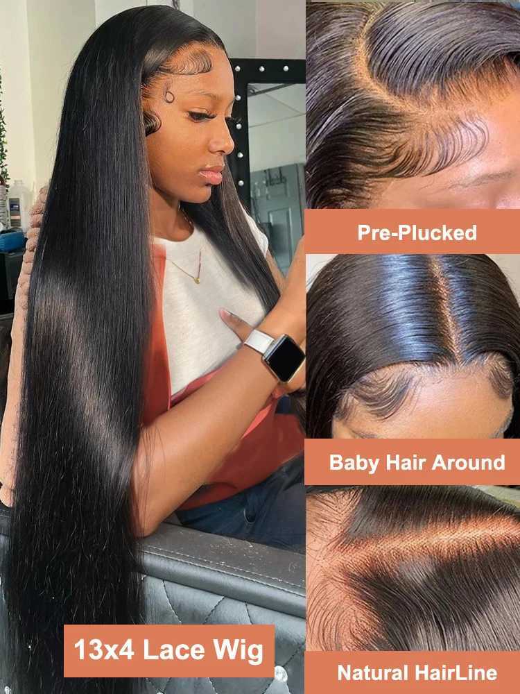 30 32 Inch HD Transparent Bone Straight 13x6 Lace Front Human Hair Wigs Brazilian Remy 13x4 Lace Frontal Glueless Wig For WomenXJ241008