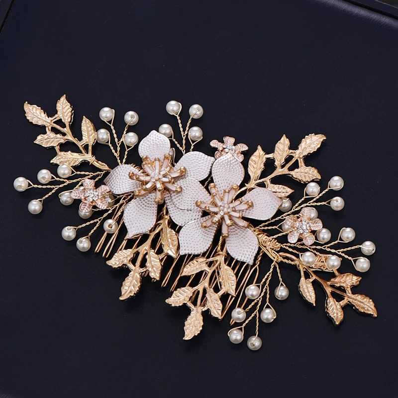 Fashion Wedding Hair Accessories Hair Comb Pearl Hair Bridal Flower Hair Comb Womens Headwear W241007