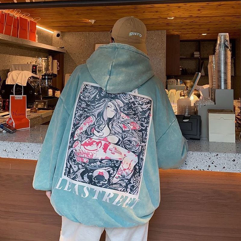 2024 New Designer Winter American Hip Hop Washed Old Plush Thick Hoodie Men's Autumn/Winter Fashion Retro Hoodie Jacket
