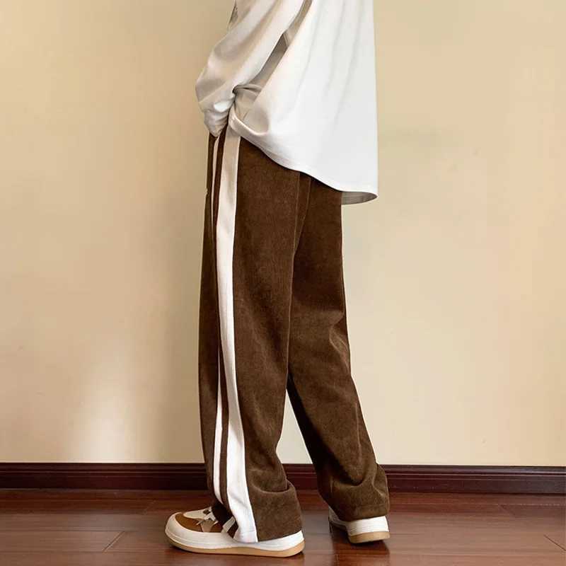 Baggy Striped Sweatpants for Men Straight-Leg Pants Fashion Hip Hop Streetwear Harajuku Trousers Casual Bottoms Y2K Male ClothesX241008