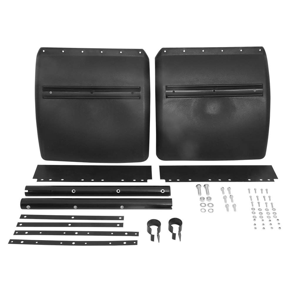 Semi-Trailer Protective Fender Set Durable 24'' Square Black Plastics Including Mounting Accessories (Pair)