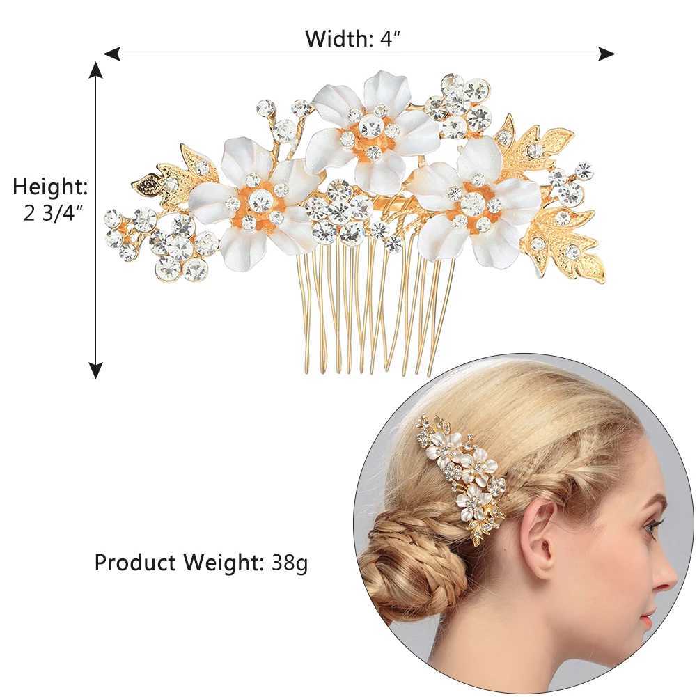 Gold/Silver Metal Hair Comb Handmade Wedding Hair Comb Bridal Flower shaped Hair Clip Wedding Accessories W241007