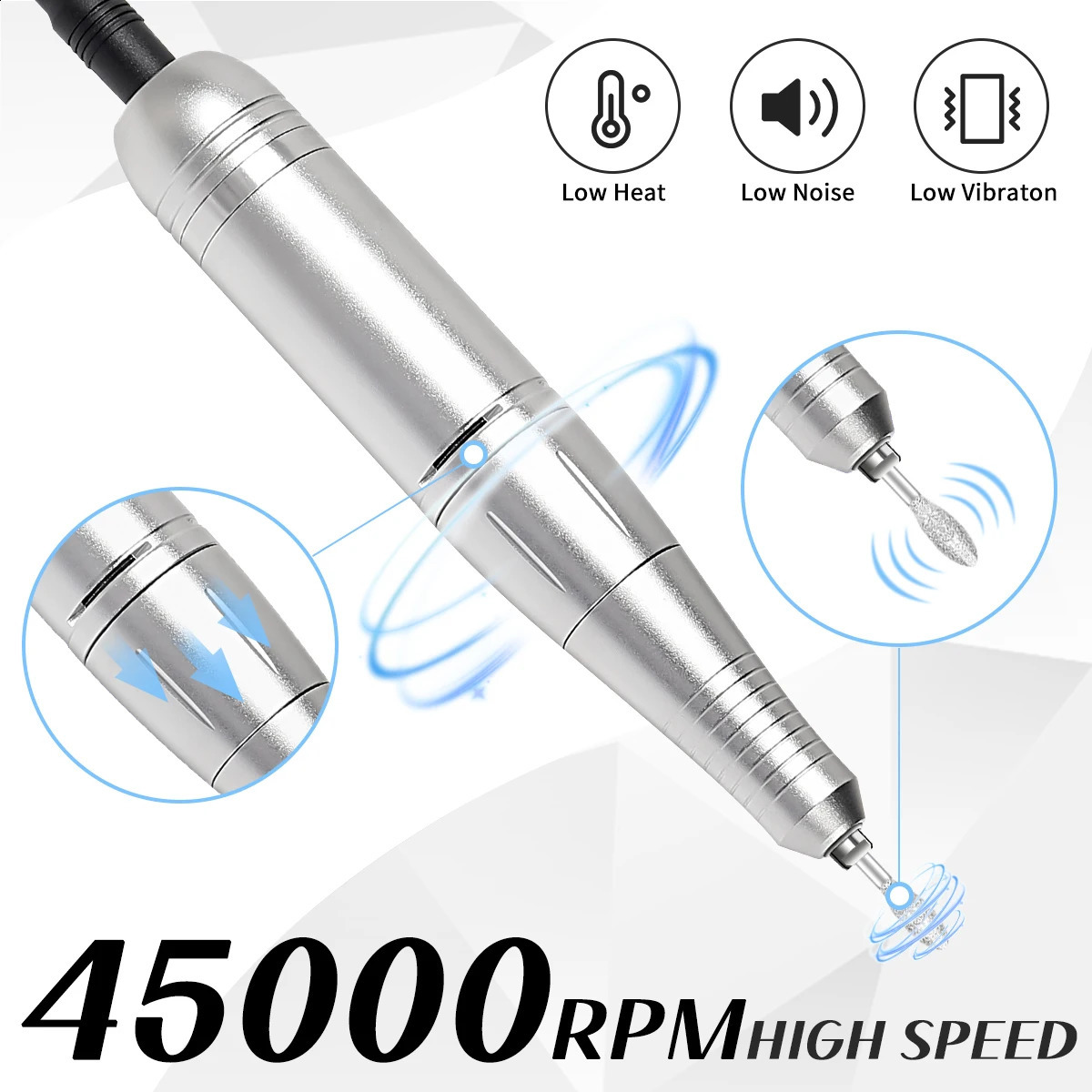 2-in-1 Portable 45000RPM Nail Drill Machine Rechargeable for Manicure Professional Nail Lathe With UV LED Lamp Nail Equipment 240927