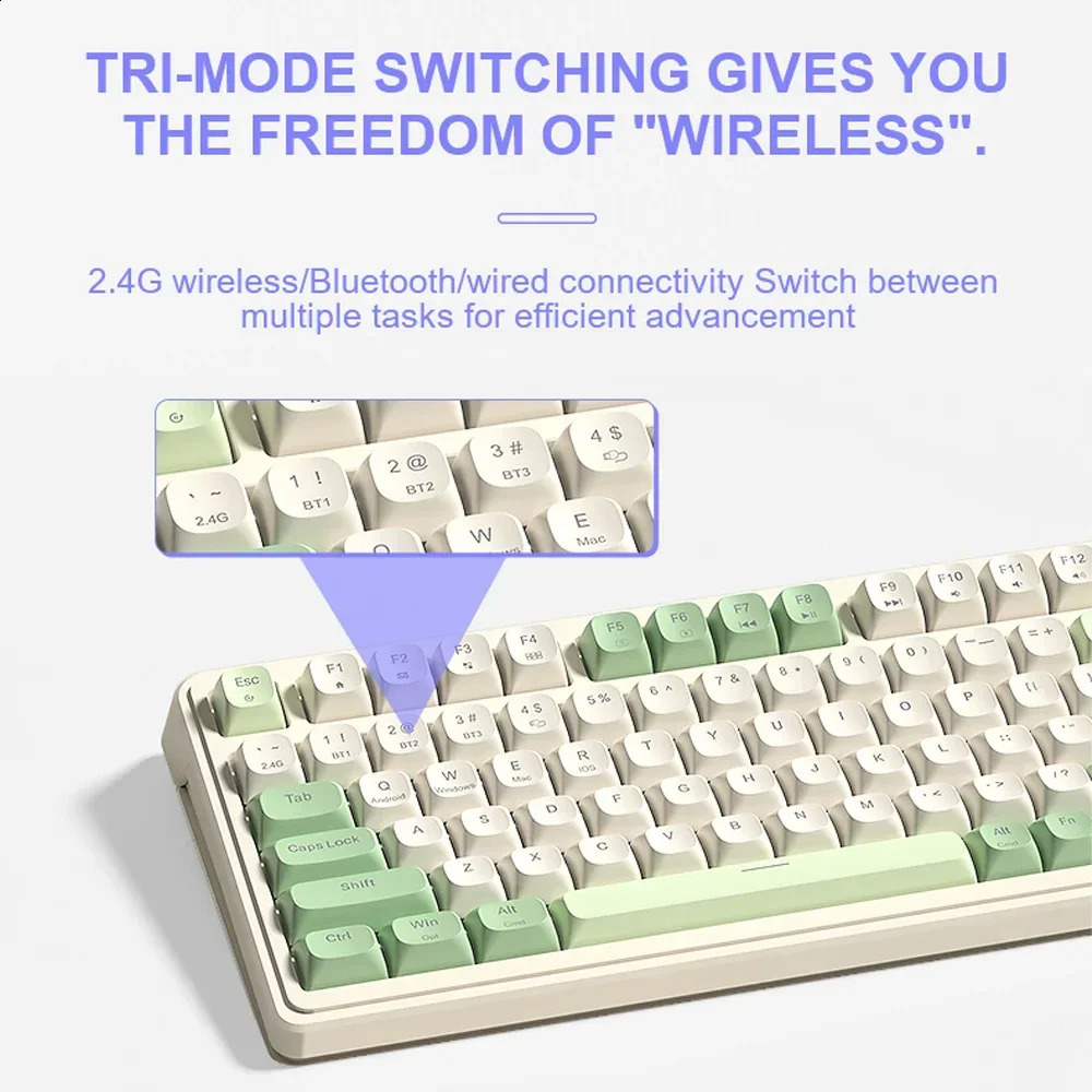 AULA S99 24G Wireless BluetoothWired Three Mode Gaming keyboard RGB ergonomic Office Typing Mute 99 Keys 240929