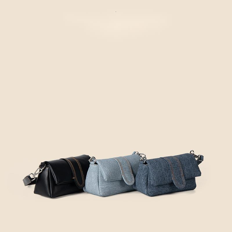 minimalist underarm single shoulder flip for women's fashion trend new high-end PU denim bag