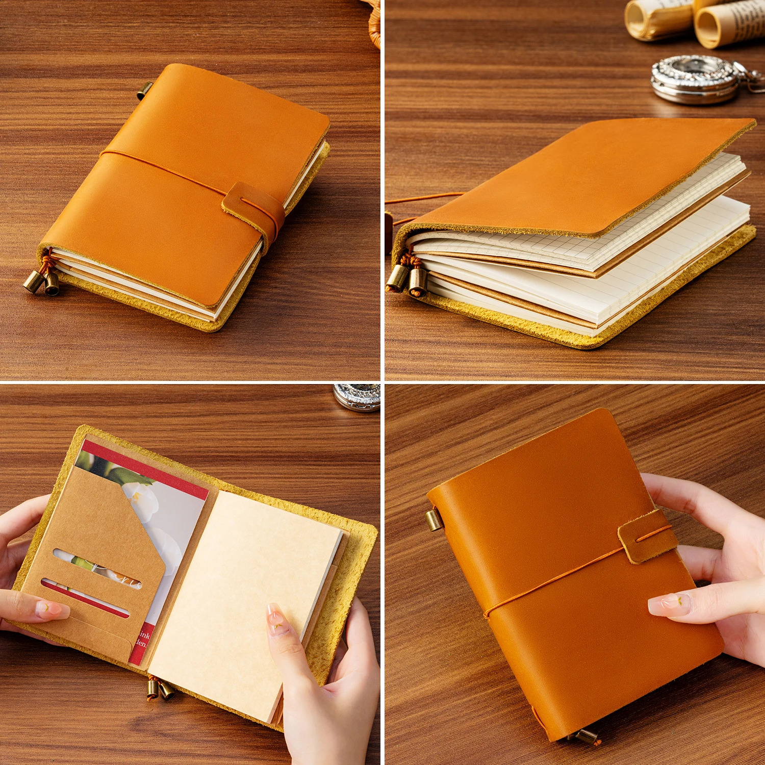 OX KNIGHT Genuine Leather Notebook Handmade Vintage Cowhide Diary Passport Size 13.5x10.5cm TN Travel Notebook Cover 241008
