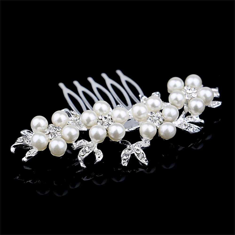 Pearl flower comb hair accessories hair side comb straight teeth hair side comb bridal veil comb W241007