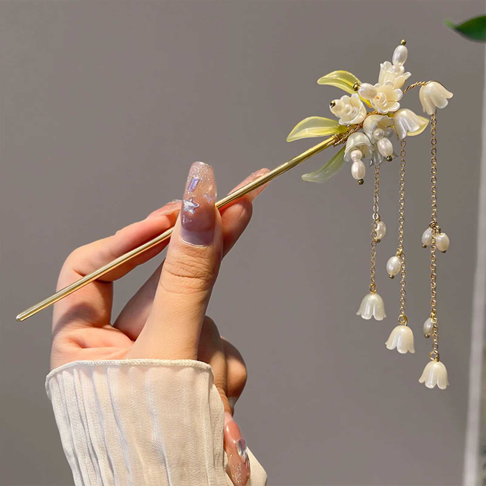 Gold red pearl tassel hair stick Chinese wedding hair accessories bridal hair jewelry head W241007