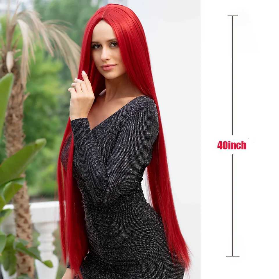 40inch Synthetic Button Net Red Long Vacation Hair Mid Section Role Playing Wig Suitable For Parties Daily Wear For WomenXJ241008